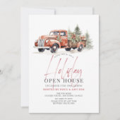 Invitation Red Farm Truck Noël Holiday Open House (Devant)