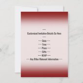 Invitation Red, Faux Gold 20th Birthday Celebration + Nom (Dos)