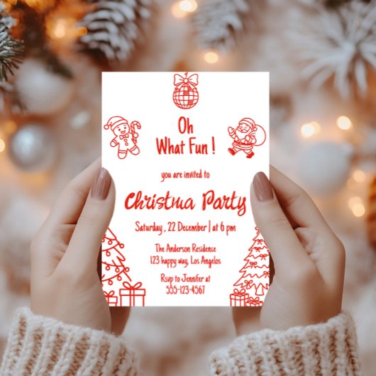 Invitation Red Festive Holiday | Oh What Fun Christmas Party 