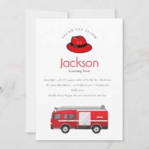 Invitation Red Firetruck Engine Kids N'importe quel âge Anniv