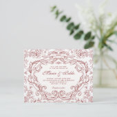 Invitation Red Floral classic vintage wedding  (Debout devant)