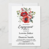 Invitation Red Floral Engagement Party (Devant)