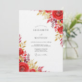 Invitation Red Floral Flourish Wedding (Debout devant)