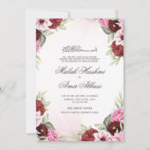Invitation Red Floral Gold Frame Mariage musulman islamique (Devant)