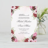 Invitation Red Floral Gold Frame Mariage musulman islamique (Debout devant)