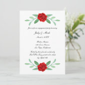 Invitation Red Floral Green Foliage (Debout devant)