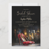 Invitation Red Floral High Heel Shoes Bridal Shower (Devant)