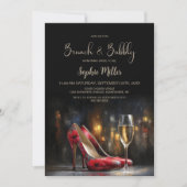 Invitation Red Floral High Heel Shoes Brunch and Bubbly (Devant)