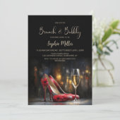 Invitation Red Floral High Heel Shoes Brunch and Bubbly (Debout devant)