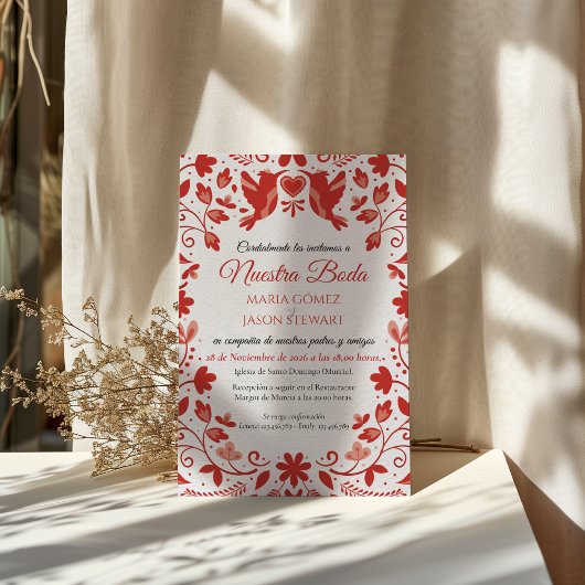 Invitation Red Floral Romantic Aesthetic Spanish Wedding