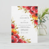 Invitation Red Floral Whimsy Wedding (Debout devant)
