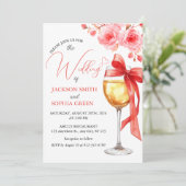 Invitation Red Floral Wine Glass Watercolor Wedding (Debout devant)