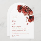 Invitation Red Flowers White (Devant / Derrière)