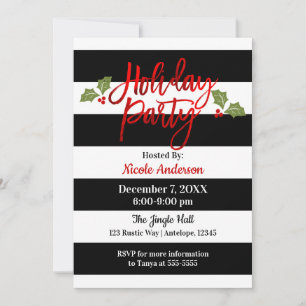 Invitation Red Foil Sleek Shirting moderne Script Fête de vac