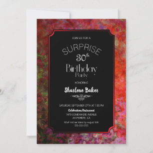 Invitation Red Frame Black Surprise 30e fête d'anniversaire
