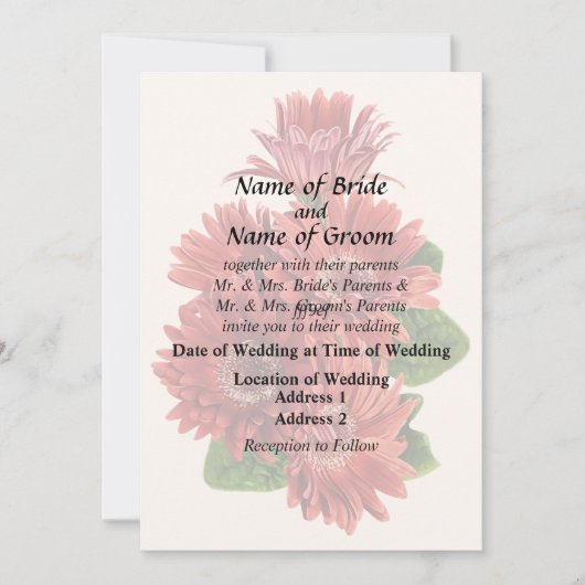Invitation Red Gerbera Daisies (Devant)