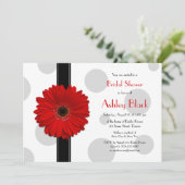 Invitation Red Gerbera Polka Dot nuptiale de douche Invitatio (Debout devant)