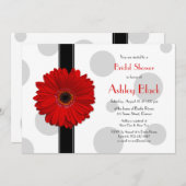 Invitation Red Gerbera Polka Dot nuptiale de douche Invitatio (Devant / Derrière)