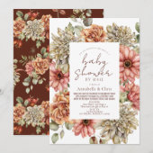 Invitation Red Gerbera & White Dahlia Baby shower par courrie (Devant / Derrière)