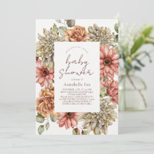 Invitation Red Gerbera & White Dahlia Baby shower virtuel