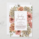 Invitation Red Gerbera & White Dahlia Drive-by Baby shower (Devant)