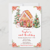 Invitation Red Gingerbread House fête d'anniversaire (Devant)