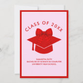 Invitation Red Gingham Bow Graduation Party (Dos)