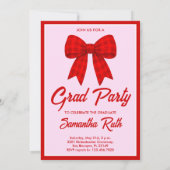 Invitation Red Gingham Bow Photo Graduation Party (Dos)