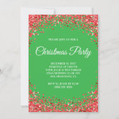 Invitation Red Glitter Border Green Christmas Party (Devant)