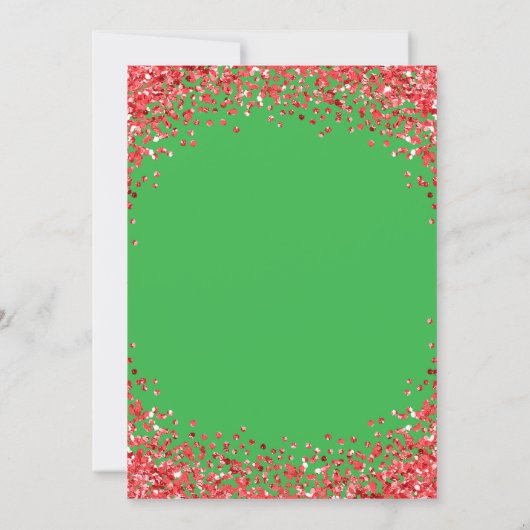Invitation Red Glitter Border Green Christmas Party (Dos)