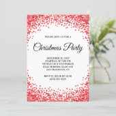 Invitation Red Glitter Border White Christmas Party (Debout devant)