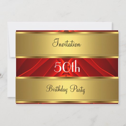 Invitation Red Gold 50th Birthday Party (Devant)