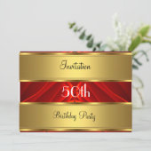 Invitation Red Gold 50th Birthday Party (Debout devant)