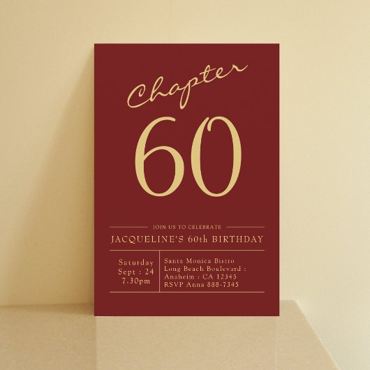 Invitation Red Gold 60th Birthday Party