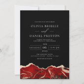 Invitation Red Gold Agate Élégant Mariage moderne (Devant)