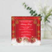 Invitation Red Gold Baubles Noël Photo Fête de Noël (Debout devant)