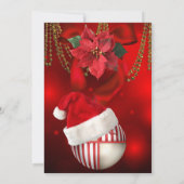 Invitation Red Gold Baubles Santa Hat fête de Noël (Dos)