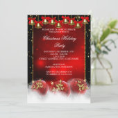 Invitation Red Gold Bells Baubles Noël (Debout devant)