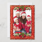 Invitation Red Gold Bells Holly Photo Noël Fête de Noël (Dos)