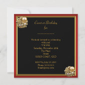 Invitation Red Gold Black Élégante fête d'anniversaire (Dos)