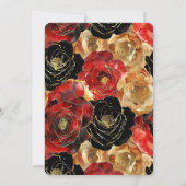 Invitation Red Gold Black Floral 50e anniversaire (Dos)