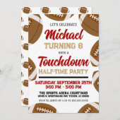 Invitation Red Gold Black Football à mi-temps fête d'annivers (Devant / Derrière)