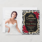 Invitation Red Gold Black Photo Quinceanera (Devant)