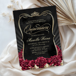 Invitation Red Gold Black Quinceañera