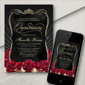 Invitation Red Gold Black Quinceañera
