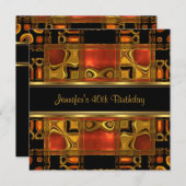 Invitation Red Gold Black Stainglass 40e fête d'anniversaire (Devant / Derrière)