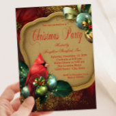 Invitation Red Gold Cardinal Corporate Christmas Party