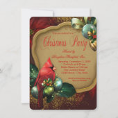 Invitation Red Gold Cardinal Corporate Christmas Party (Devant)