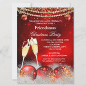 Invitation Red Gold Champagne Friendsmsmans Christmas Party (Devant)