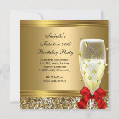 Invitation Red Gold Champagne Talons fête d'anniversaire (Dos)